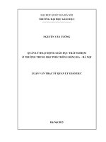 Quản lý hoạt động giáo dục trải nghiệm ở trường trung học phổ thông đống đa, hà nội 