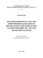 Hoạt động marketing của thư viện james hardiman đại học quốc gia irland, galway và khả năng áp dụng tại trung tâm thông tin   thư viện đại học quốc gia hà nội 
