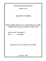Hoàn thiện pháp luật về đối thoại xã hội trong quan hệ lao động ở việt nam 