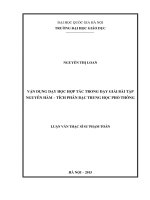Vận dụng dạy học hợp tác trong dạy giải bài tập nguyên hàm   tích phân bậc trung học phổ thông 