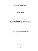 Xây dựng hệ thống bài tập chương “dòng điện xoay chiều” vật lí 12 theo hướng phát triển tư duy học sinh 