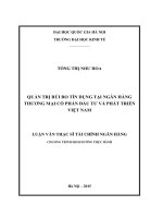 Quản trị rủi ro tín dụng tại ngân hàng thương mại cổ phần đầu tư và phát triển việt nam