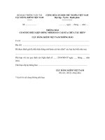 Mẫu thông báo cơ sở đủ điều kiện đóng mới/hoán cải/sửa chữa tàu biển