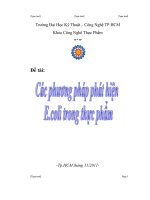 CÁC PHƯƠNG PHÁP PHÁT HIỆN ECOLI TRONG THỰC PHẨM 