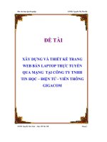 BÁO cáo xây DỰNG và THIẾT kế TRANG WEB bán LAPTOP TRỰC TUYẾN QUA MẠNG tại CÔNG TY TNHH TIN học 