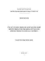 Ứng xử văn hóa trong du lịch tại làng nghề truyền thống ở hà nội ( khảo sát tại làng gốm bát tràng và làng lụa hà đông vạn phúc) 