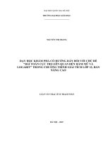 Dạy học khám phá có hướng dẫn đối với chủ đề bài toán cực trị liên quan đến hàm mũ và logarit trong chương trình giải tích lớp 12, ban nâng cao 