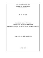 Phát triển tư duy sáng tạo cho học sinh trung học phổ thông thông qua dạy học nội dung phương trình lượng giác 