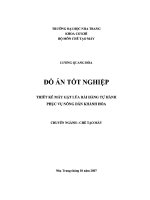 ĐỒ án THIẾT kế máy gặt lúa rải HÀNG tự HÀNH PHỤC vụ NÔNG dân KHÁNH hòa 