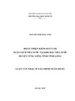 Hoàn thiện kiểm soát chi ngân sách nhà nước tại kho bạc nhà nước huyện vũng liêm, tỉnh vĩnh long