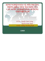 BÁO cáo KINH NGHIỆM bảo vệ môi TRƯỜNG TRONG KHAI THÁC BAUXITE của các nước và KHẢ NĂNG áp DỤNG vào VIỆT NAM 