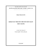 Khảo sát truyền thuyết dân gian bắc giang
