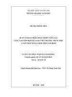 Quản lí hoạt động phát triển năng lực sáng tạo cho đội ngũ giáo viên trường trung học cơ sở trần đăng ninh tỉnh nam định 