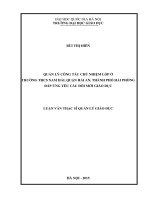 Quản lý công tác chủ nhiệm lớp ở trường THCS nam hải, quận hải an, thành phố hải phòng đáp ứng yêu cầu đổi mới giáo dục 
