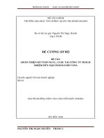 ĐÈ CƯƠNG SƠ BỘ  ĐỀ TÀI: HOÀN THIỆN KẾ TOÁN NLVL, CCDC TẠI CÔNG TY TRÁCH NHIỆM HỮU HẠN POONGCHIN VINA