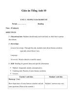 Giáo án Tiếng Anh 10 Unit 3: People s background