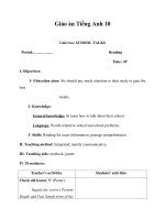 Giáo án Tiếng Anh 10 Unit 2: School talks