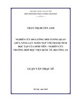 Nghiên cứu đo lường mối tương quan giữa năng lực ngôn ngữ với thành tích học tập của sinh viên   nghiên cứu trường hợp học viện quốc tế, bộ công an 