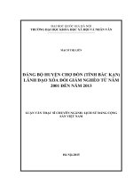 Đảng bộ huyện chợ đồn (tỉnh bắc kạn) lãnh đạo xóa đói giảm nghèo từ năm 2001 đến năm 2013 