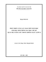 Phát triển năng lực giao tiếp toán học cho học sinh trong dạy học chủ đề quan hệ vuông góc trong không gian (lớp 11) 