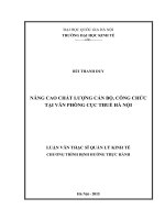 Nâng cao chất lượng cán bộ, công chức tại văn phòng cục thuế hà nội