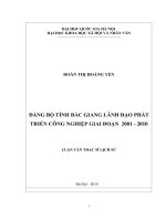 Đảng bộ tỉnh bắc giang lãnh đạo phát triển công nghiệp giai đoạn 2001 – 2010 