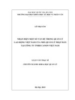 Nhận diện một số vấn đề trong quản lý lao động việt nam của nhà quản lý nhật bản tại công ty TNHH CANON việt nam 
