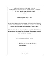 Khảo sát về tính hiệu quả của phương pháp sử dụng ý kiến phản hồi của bạn học tới việc phát triển kỹ năng viết tiếng anh đối với học sinh lớp 11 chuyên anh trường THPT sơn tây 