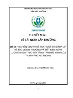 NGHIÊN CỨU VÀ ĐỀ XUẤT MỘT SỐ GIẢI PHÁP VỀ BẢO VỆ MÔI TRƯỜNG VÀ TIẾT KIỆM NĂNG LƯỢNG NHẰM THÚC ĐẨY TĂNG TRƯỞNG XANH CỦA THÀNH PHỐ HẢI PHÒNG