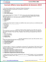 Current affairs june questions  answers 2015 