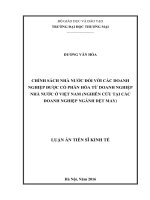 chính sách nhà nước đối với các doanh nghiệp được cổ phần hóa từ doanh nghiệp nhà nước ở Việt Nam (nghiên cứu tại các doanh nghiệp ngành dệt may)