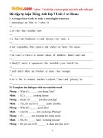Bài tập Tiếng Anh lớp 7 Unit 3: At home