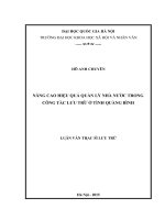 Nâng cao hiệu quả quản lý nhà nước trong công tác lưu trữ ở tỉnh quảng bình 