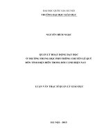 Quản lý hoạt động dạy học ở trường THPT chuyên lê quý đôn tỉnh điện biên trong bối cảnh hiện nay 