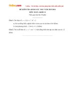 Đề thi khảo sát chất lượng đầu năm môn Toán lớp 12 trường THPT Phan Ngọc Hiển, Cà Mau năm học 2015 - 2016