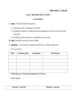 Giáo án Tiếng Anh 12 unit 5: Higher education