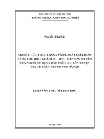 Nghiên cứu thực trạng và đề xuất giải pháp nâng cao hiệu quả việc thực hiện các quyền của người sử dụng đất trên địa bàn huyện thạch thất thành phố hà nội 