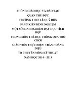 Một số kinh nghiệm dạy học tích hợp trong môn thể dục thông qua trò chơi