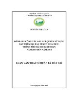 Đánh giá công tác đấu giá quyền sử dụng đất trên địa bàn huyện hoài đức, thành phố hà nội giai đoạn năm 2010 đến năm 2014