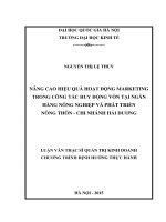 Nâng cao hiệu quả hoạt động marketing trong công tác huy động vốn tại ngân hàng Nông nghiệp và phát triển nông thôn - Chi nhánh Hải Dương