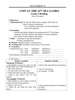 Giáo án Tiếng Anh 12 unit 13: The 22nd sea games