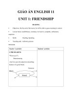 Giáo án Tiếng Anh 11 Unit 1: Friendship