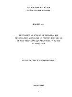 Tuyển chọn và sử dụng hệ thống bài tập chương  amin, amino axit và protein ( hóa học 12) để phát triển năng lực nhận thức và tư duy của học sinh 