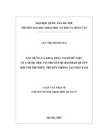 Xây dựng và khai thác cơ sở dữ liệu về y dược học cổ truyền để đảm bảo quyền đối với tri thức truyền thống tại việt nam 