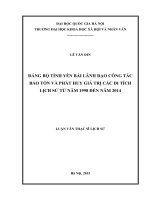 Đảng bộ tỉnh yên bái lãnh đạo công tác bảo tồn và phát huy giá trị của các di tích lịch sử từ năm 1998 đến năm 2014 