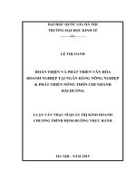 Hoàn thiện và phát triển văn hóa doanh nghiệp tại ngân hàng Nông nghiệp & phát triển nông thôn chi nhánh Hải Dương
