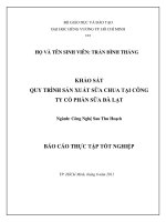 QUY TRÌNH SX SỮA CHUA TẠI CT CP SẢN XUẤT SỮA ĐÀ LẠT