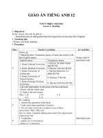 Giáo án Tiếng Anh 12 unit 5: Higher education