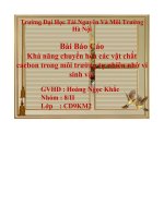 ĐỀ tài KHẢ NĂNG CHUYỂN hóa các vật CHẤT CACBON TRONG môi TRƯỜNG tự NHIÊN NHỜ VI SINH vật 