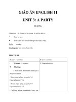 Giáo án Tiếng Anh 11 Unit 3: A party